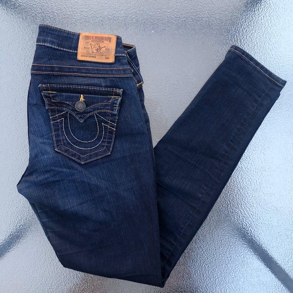 True Religion Serena Skinny Dark Wash Style WCJ-N96CR8 Inseam 29” Size 28 - Picture 2 of 14